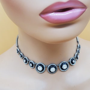 Vintage high end Art Deco style rhinestone disc link necklace