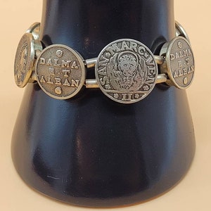 Vintage San Marc Ven 2 Dalma BT Alban gold tone coin slide link bracelet