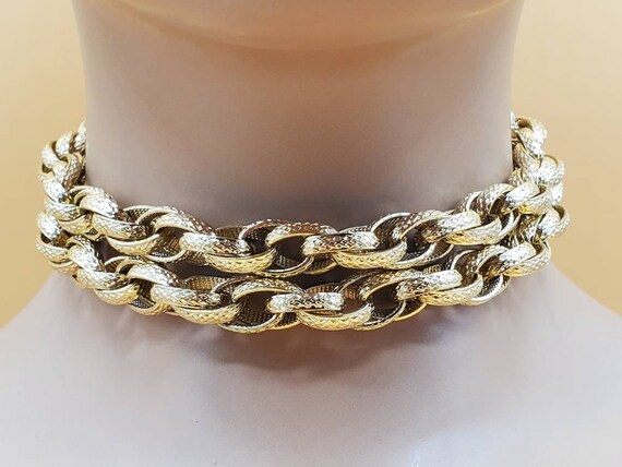 Vintage Monet chunky textured gold tone chain lin… - image 6