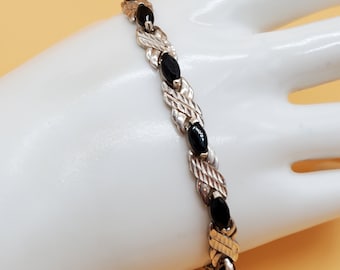 ヴィンテージスターリングシルバーのブリックレイチェーンブレスレット