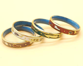 vintage cloisonne enamel band ring