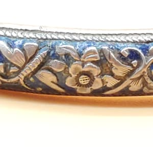 Vintage silver blue enamel flower and butterfly bracelet