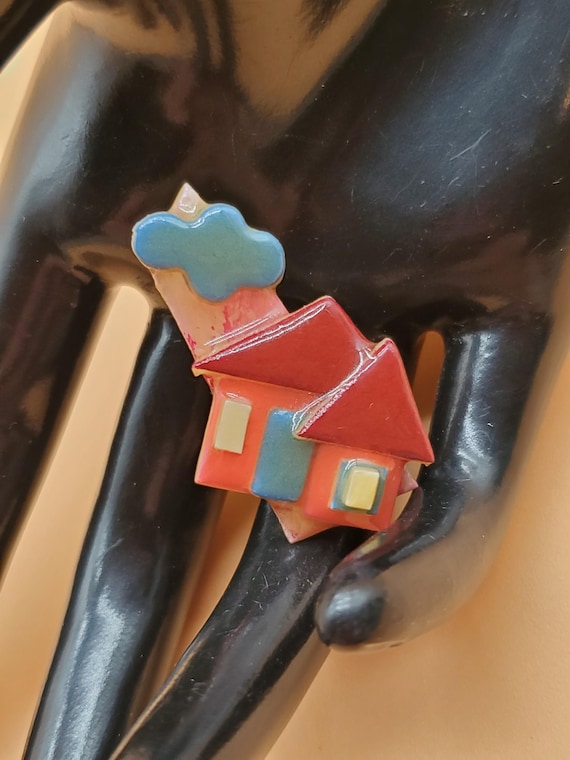 Vintage house pin by Lucinda, small Lucinda house pin