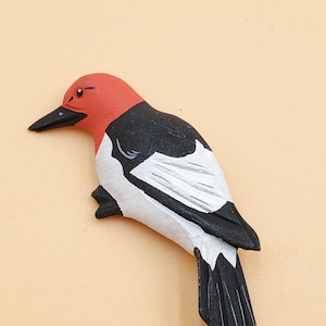vintage wooden wood pecker brooch