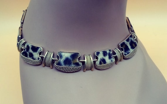 Cheetah leopard animal print panel link necklace - image 6