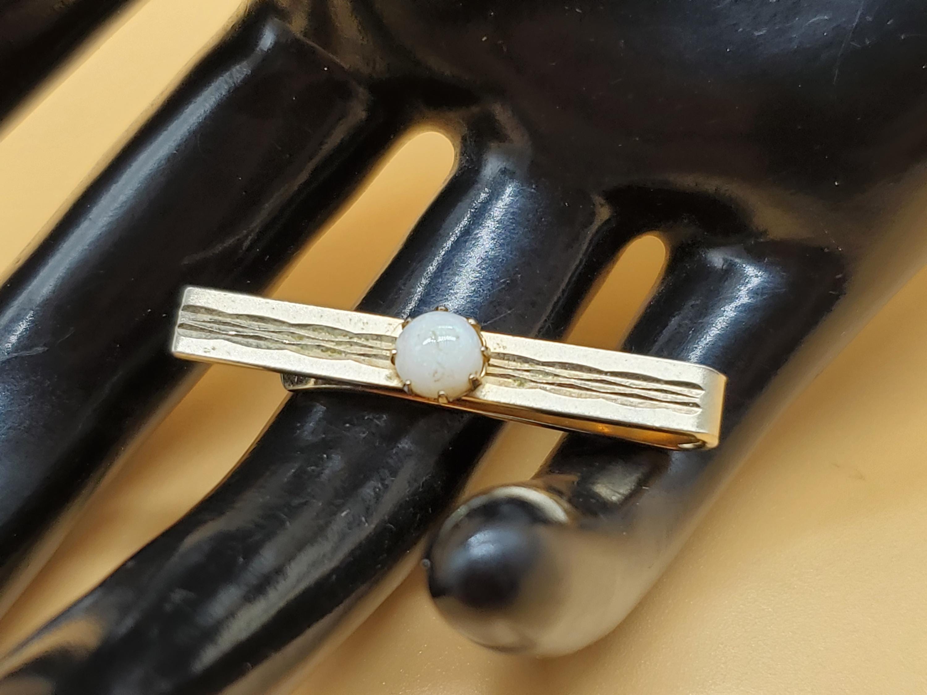 Vintage Swank Gold Tone Faux Opal Tie Clip - Etsy display picture 1