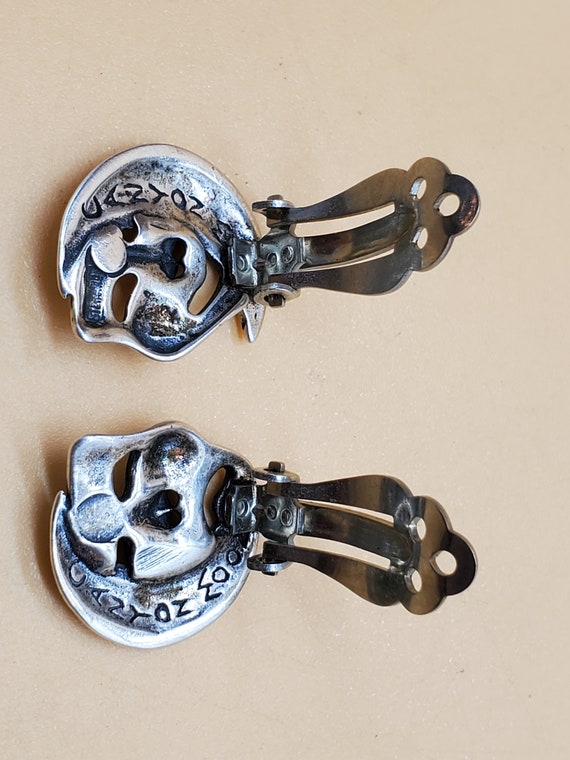 Von sterling silver Comedy tragedy clip on earrin… - image 8