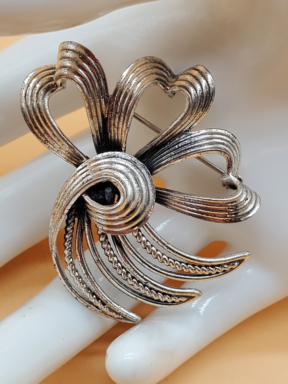 Vintage Danecraft sterling swirl bow brooch - image 3