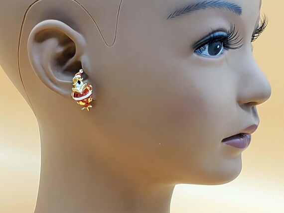 Vintage enamel Santa Claus clip on earrings - image 9