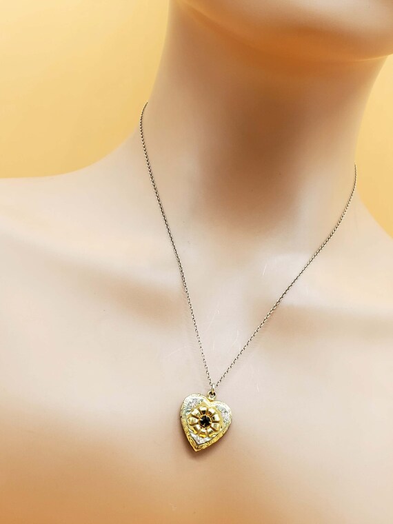 Vintage gold filled heart locket necklace - image 2