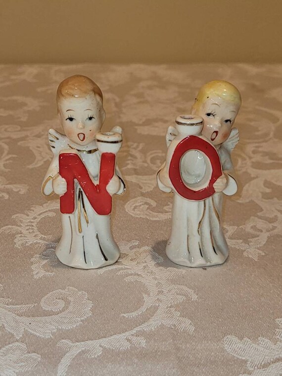 Vintage Commodore NOEL Angel Candle Holders N or O Only Etsy