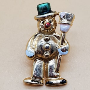 Vintage walking snowman pin