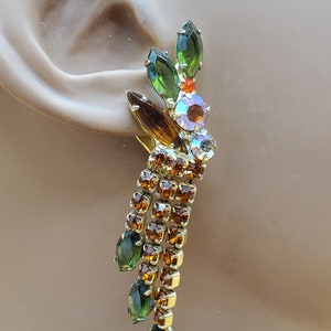 Vintage Juliana dangling tassels rhinestone clip on earrings