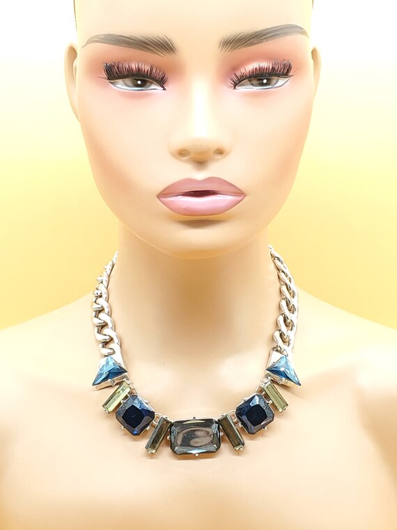 Vintage Vivl chunky rhinestone chain necklace - image 1