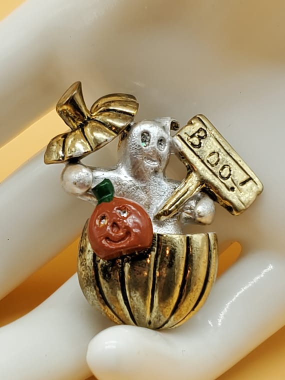 Vintage Halloween ghost pumpkin boo pin