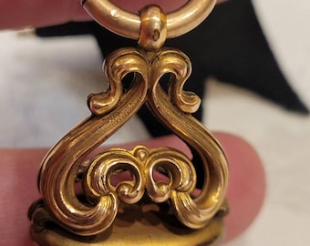 Vintage Victorian Watch Fob Gold Filled Mourning Ribbon  display picture 1