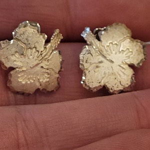 Vintage LAM 925 sterling Hibiscus earrings