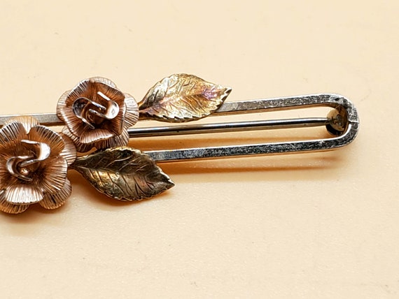 Vintage Krementz gold filled rose brooch - image 9