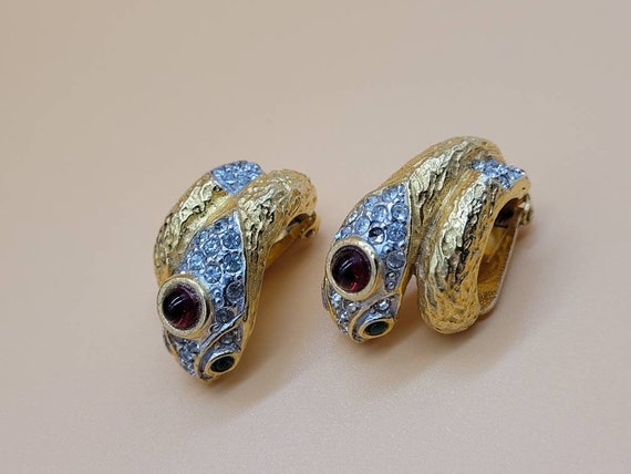 Vintage KJL Kenneth Jay Lane Jeweled Snake clip o… - image 7
