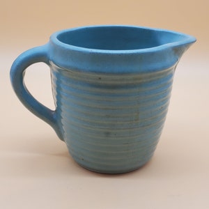 Vintage teal ribbed cream pitcher