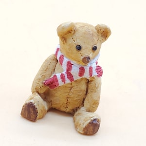 Vintage miniature bear with scarf figurine