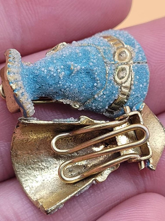 Vintage sugar coated enamel Nefertiti earrings, V… - image 5