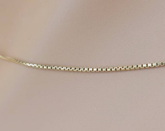 14k solid yellow gold box chain necklace,  24"