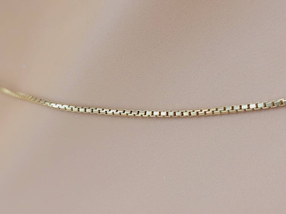 14k solid yellow gold box chain necklace,  24" - image 1