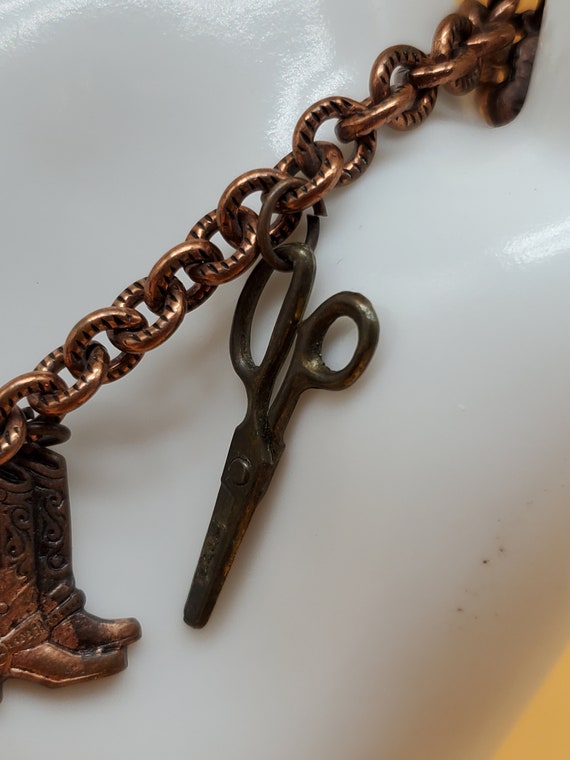 Vintage Southwestern style copper charm bracelet - image 4