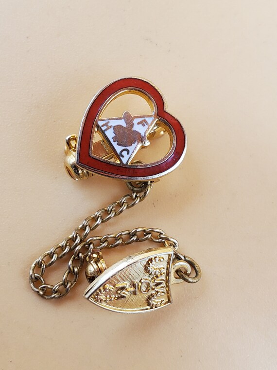 Vintage Ladies Moose Lodge Hat And Heart  Pin Vintage moose lodge brooch - Gem main image 2