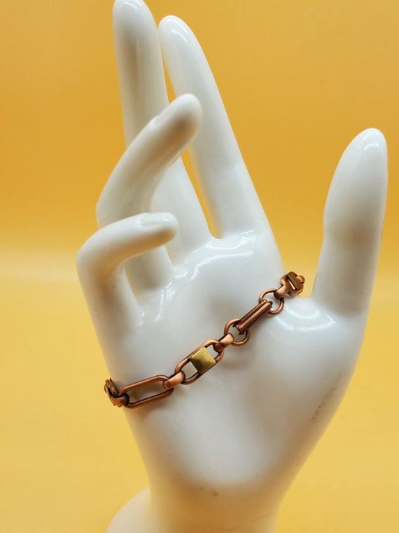 vintage solid copper two tone chain bracelet - image 5