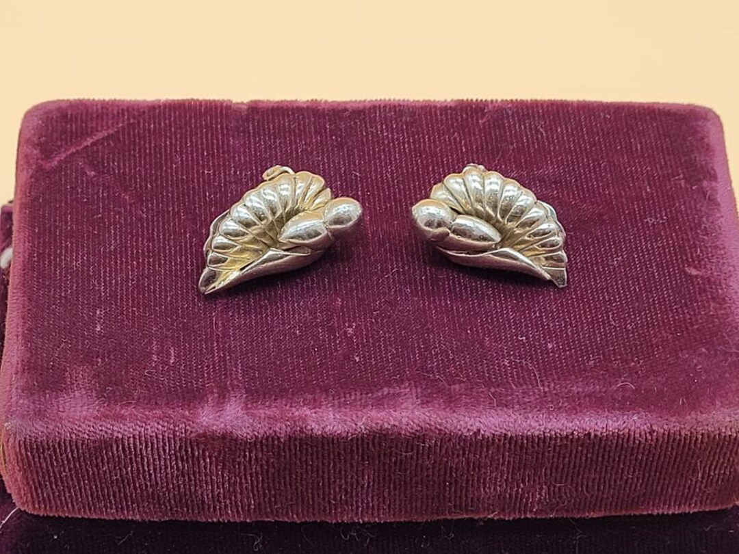 Picture of Vintage REBAJES Metallic Tone Art Deco Wing Style Clip on Earrings - Etsy
