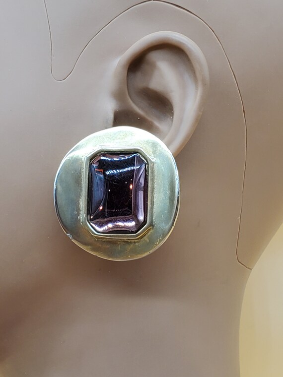 Vintage Les Bernard XL curved statement earrings … - image 2