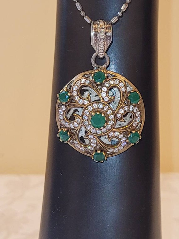 Vintage green Chakra pendant necklace