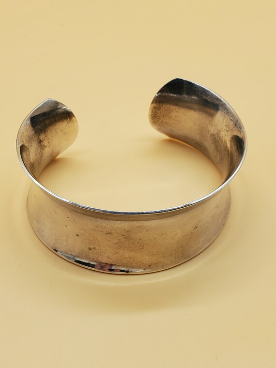 vintage silver plated wide cuff bracelet - image 2