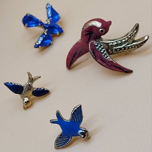 Vintage swallow bird pin lot of 4