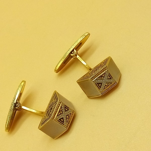 Vintage Damascene MOP cufflinks