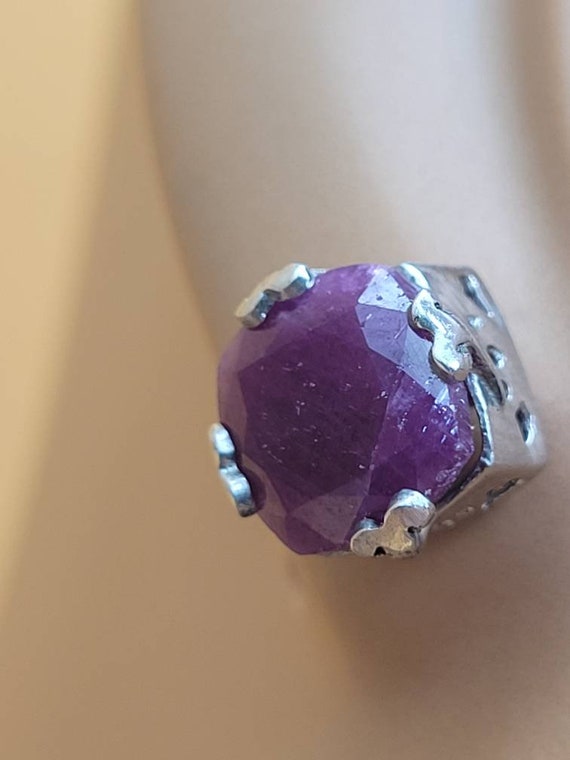 Sterling silver Princess cut style Ruby earrings - image 1