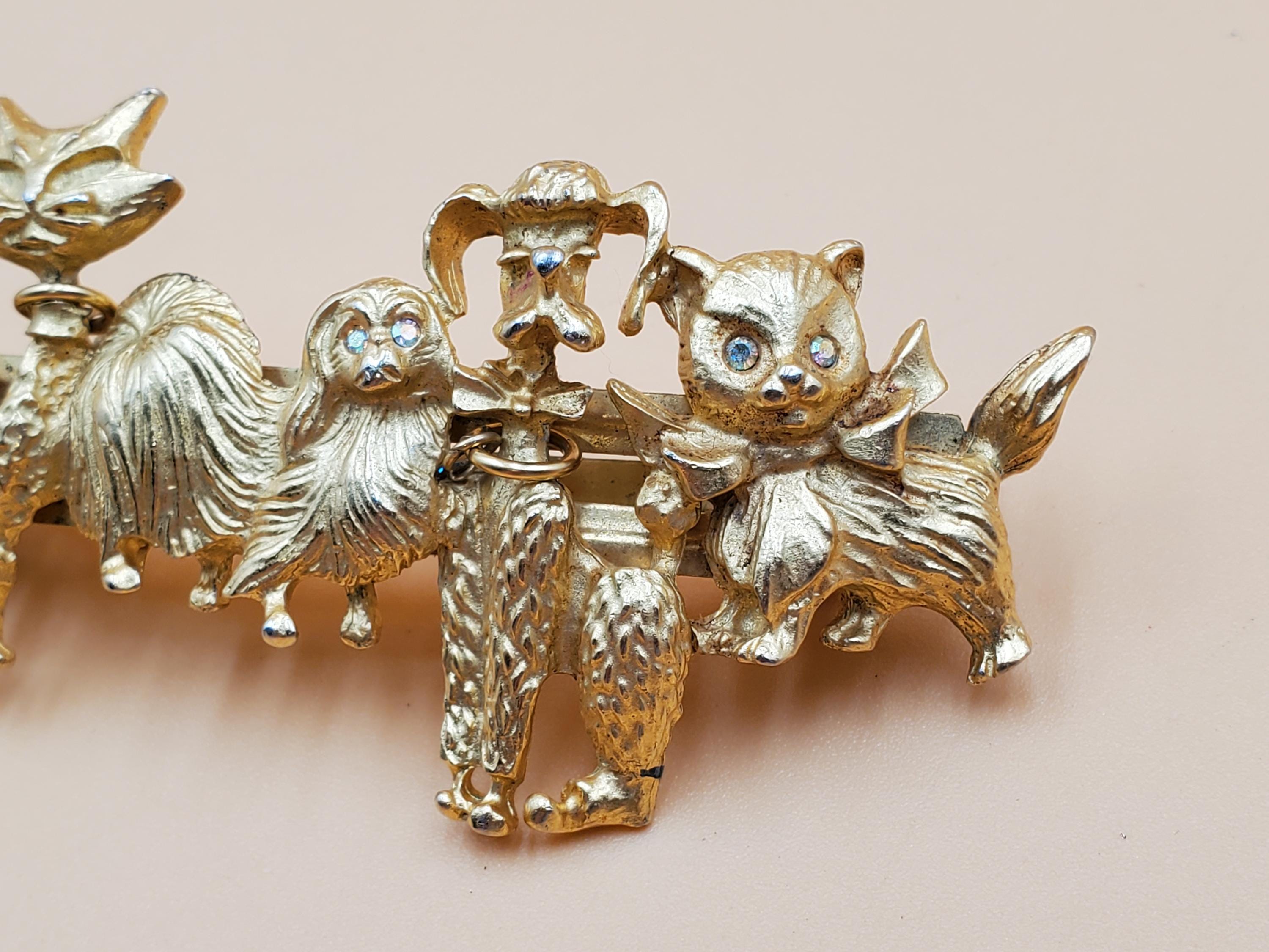 Rare Vintage Kirk’s Folly Whimsical Dog and Cat Gold Hair Clip with Box KIRKS FOLLY WHIMSICAL VINTAGE/RARE GOLD DOG & CAT HAIR  main image 2