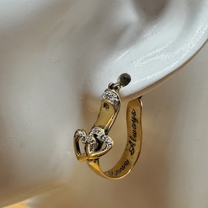vintage Bradford exchange BGE 925 Diamond accent Love Always hoop earrings