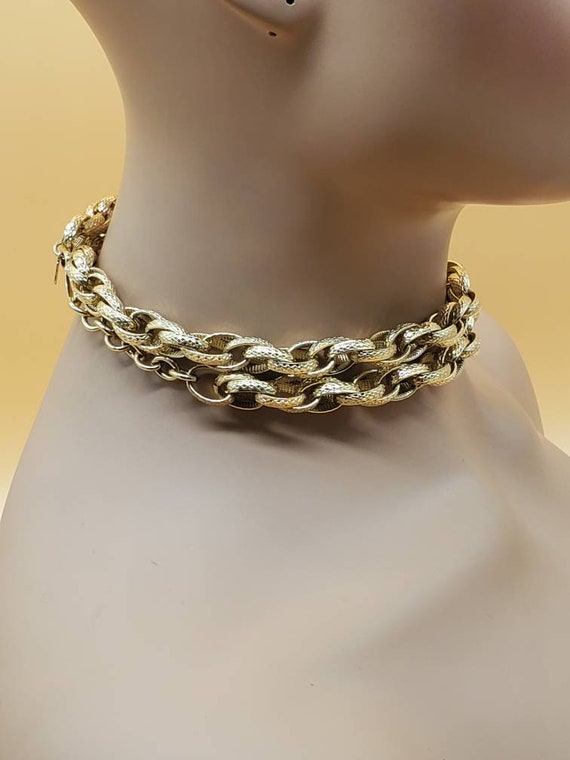 Vintage Monet chunky textured gold tone chain lin… - image 7