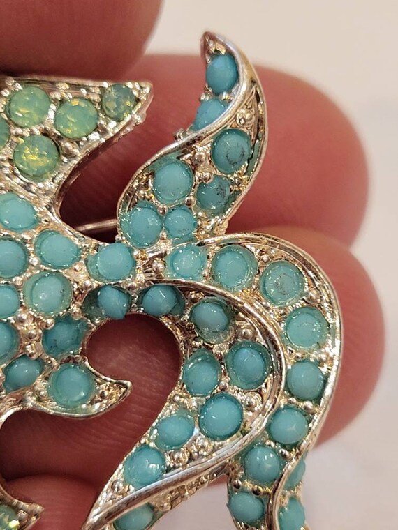 Rare Joan Rivers faux turquoise beaded tropical f… - image 10
