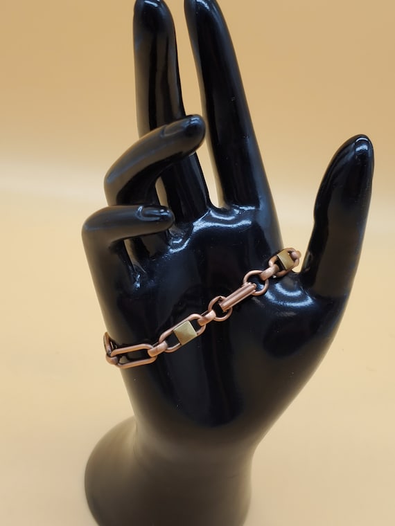 vintage solid copper two tone chain bracelet - image 6