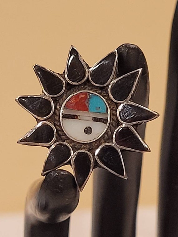 Vintage Zuni Native American Sunface pin brooch, ster… - Gem