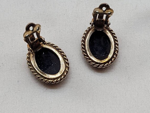 Vintage Winard 12kgf Onyx clip on earrings - image 3