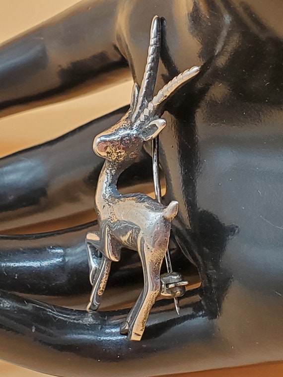 Vintage sterling Gazelle brooch - image 5