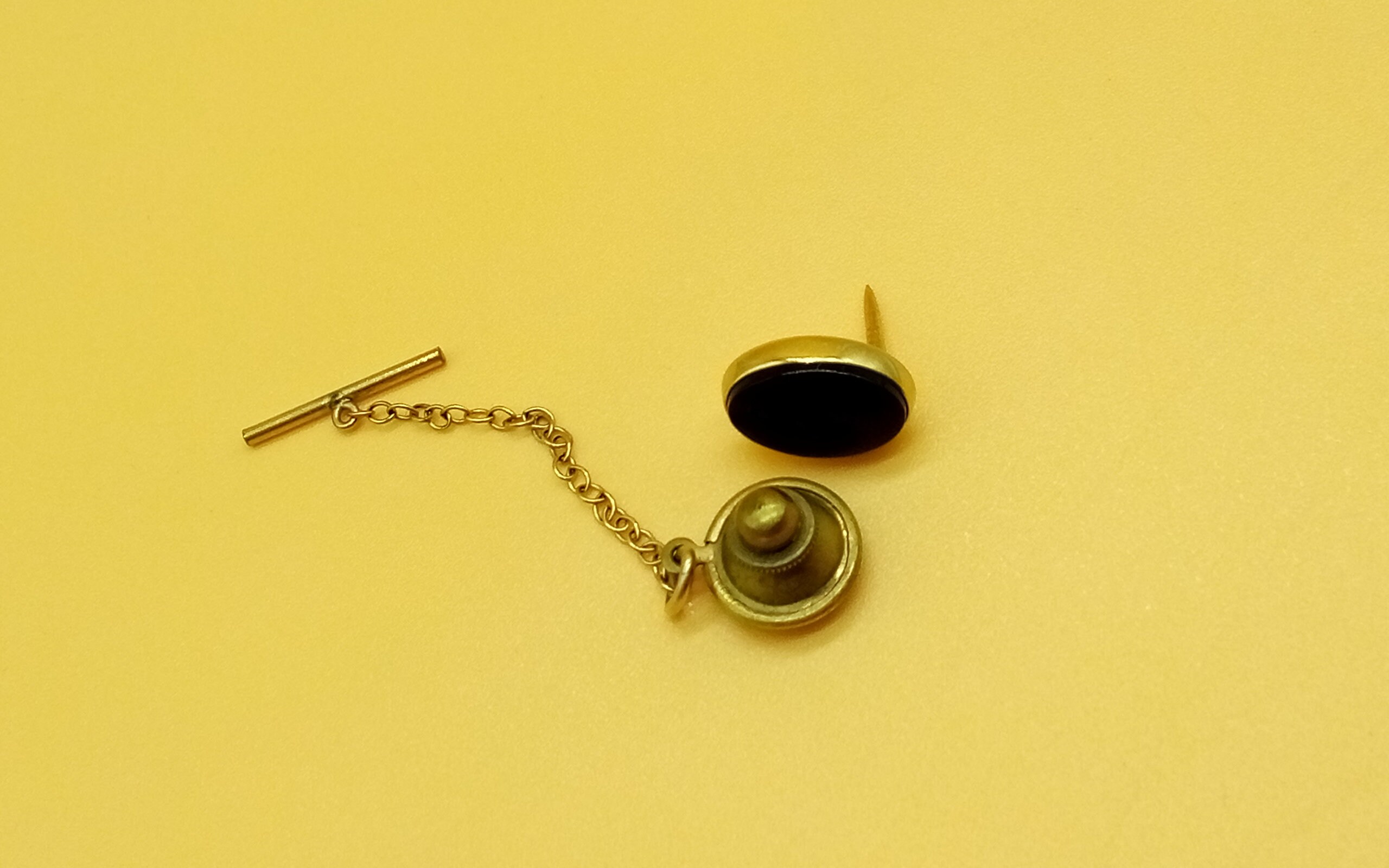 Vintage Anson 14K Yellow Gold Onyx Tie Tack - Etsy