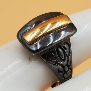 vintage Premier Design 2 tone scrollwork sides statement ring