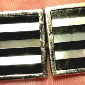Vintage WEH Sterling silver MOP cufflinks, Walter E Hayward sterling silver cufflinks