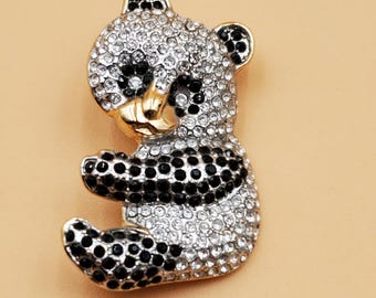Vintage Butler and Wilson Black and Clear Crystal Panda Bear